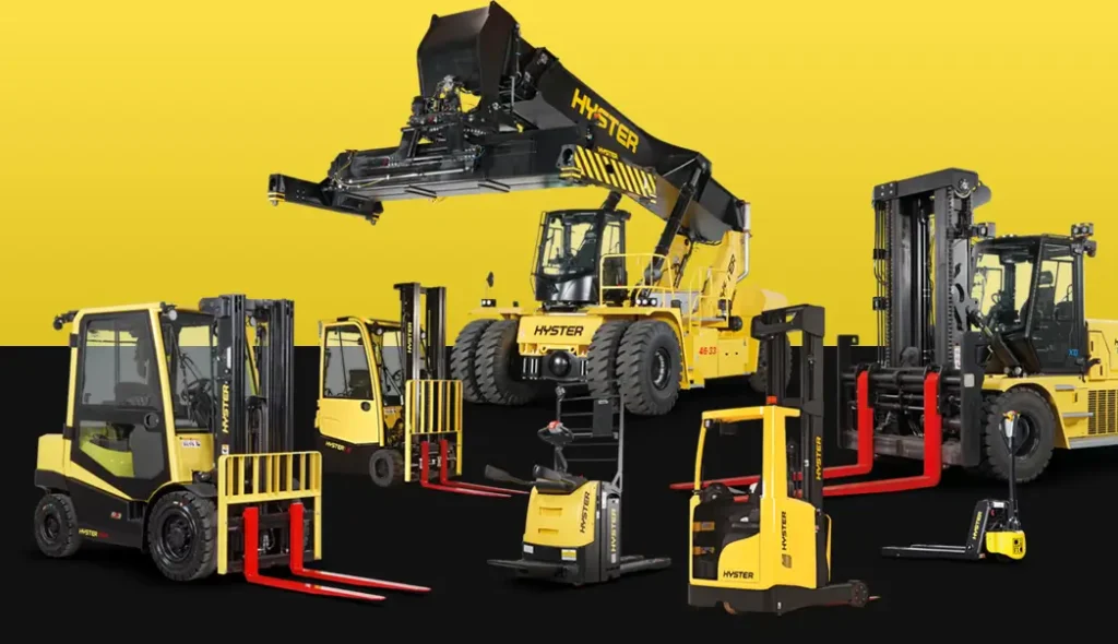 Tipuri de stivuitoare Hyster disponibile prin CEMPS — electric, diesel, reach truck, order picker, VNA