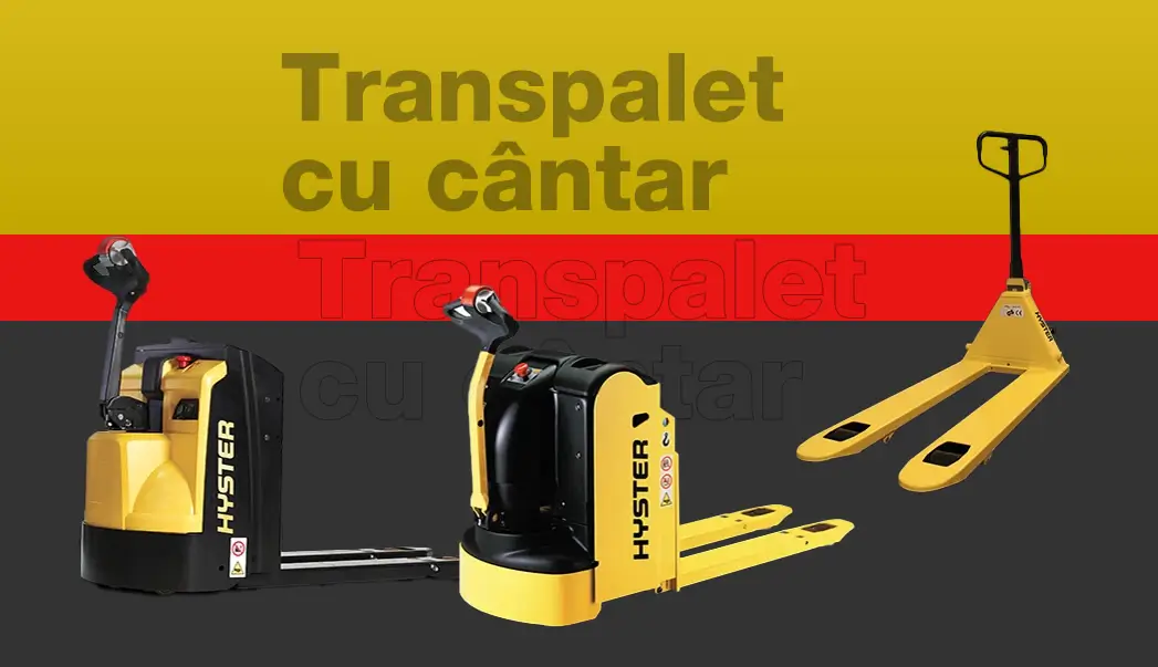 Transpalet Hyster cu cântar integrat — opțiune disponibilă la CEMPS pentru modele manuale și electrice